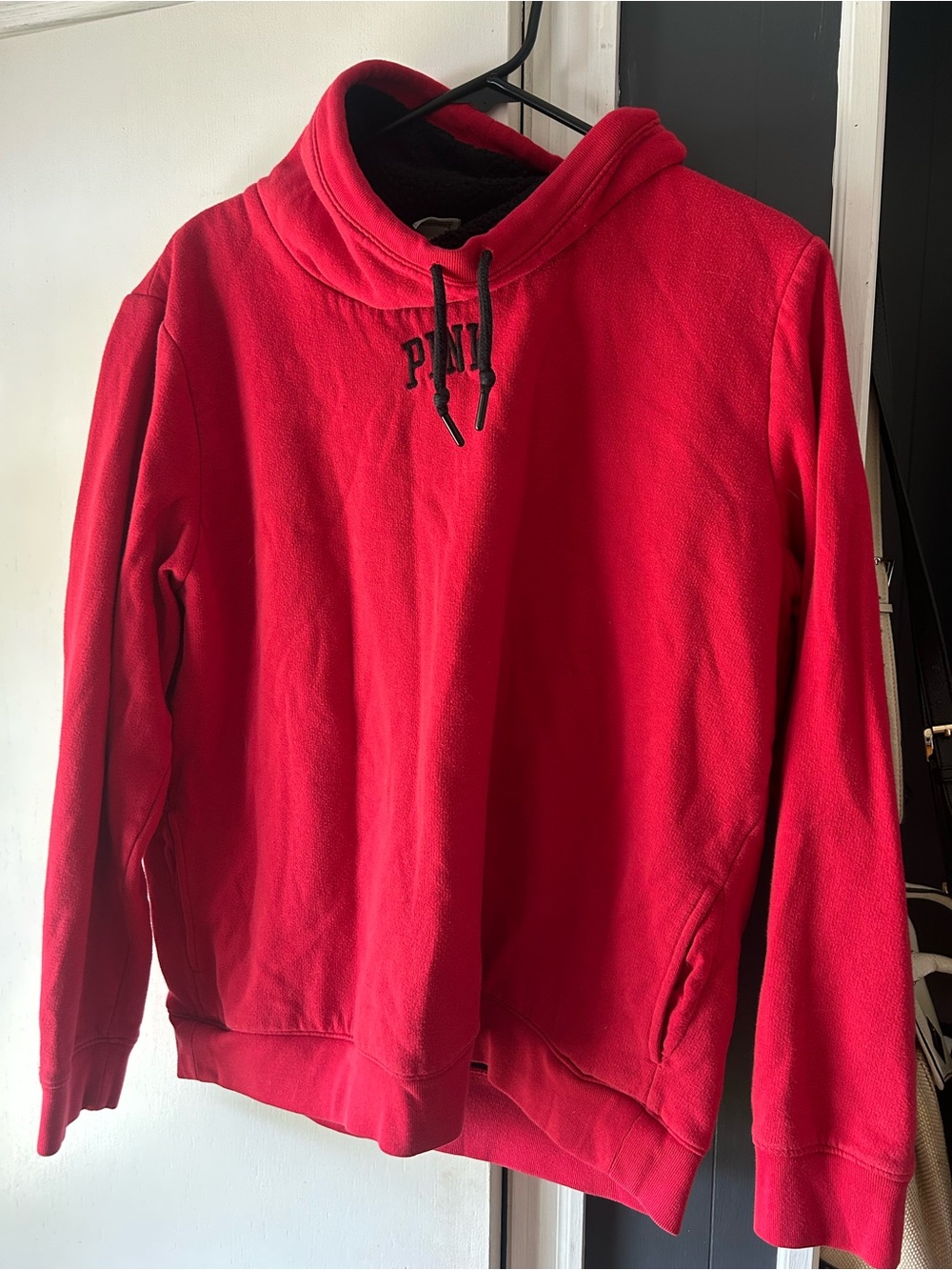 Victoria's Secret PINK Red Hoodie with Black Sherpa Lining